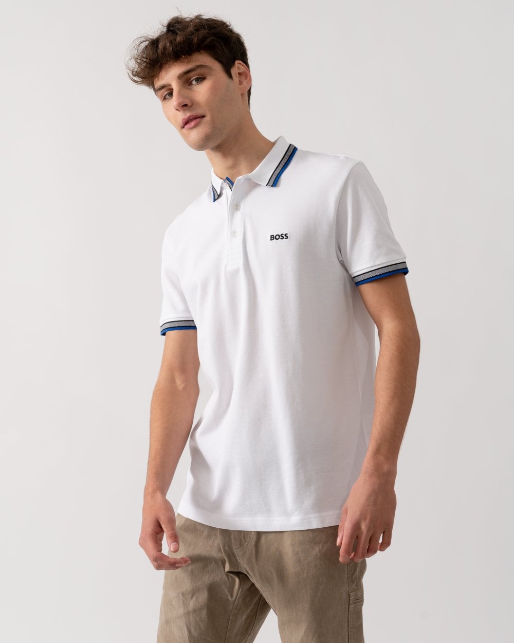 BOSS Green Paddy Mens Cotton-Piqué Polo Shirt with Contrast Logo