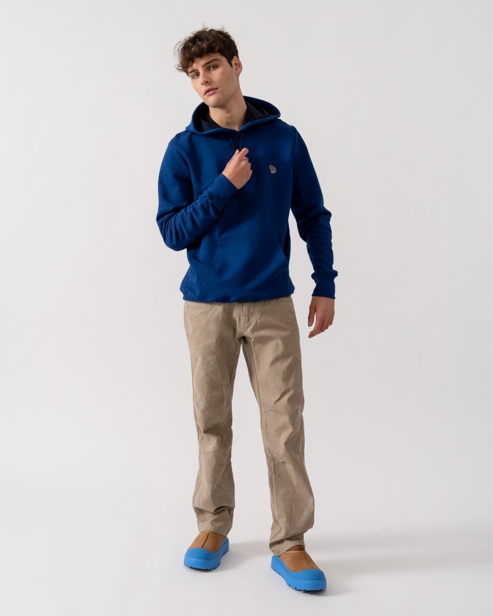 PS Paul Smith Mens Regular Fit Pullover Zebra Hoodie - 48A Inky Blue