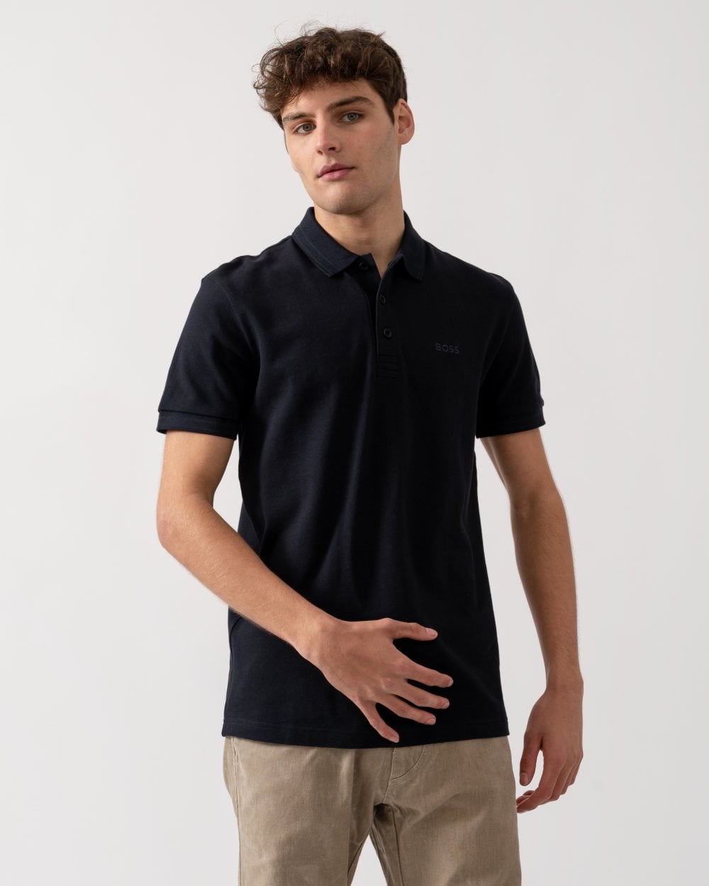 BOSS Green Paddy Mens Cotton-Piqué Polo Shirt with Contrast Logo