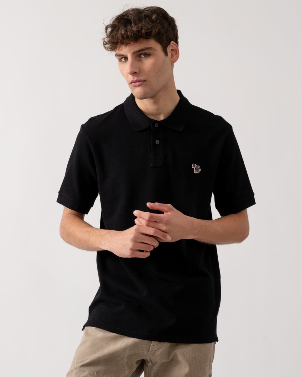 PS Paul Smith Mens Organic Cotton Zebra Logo Polo Shirt - 79 Black
