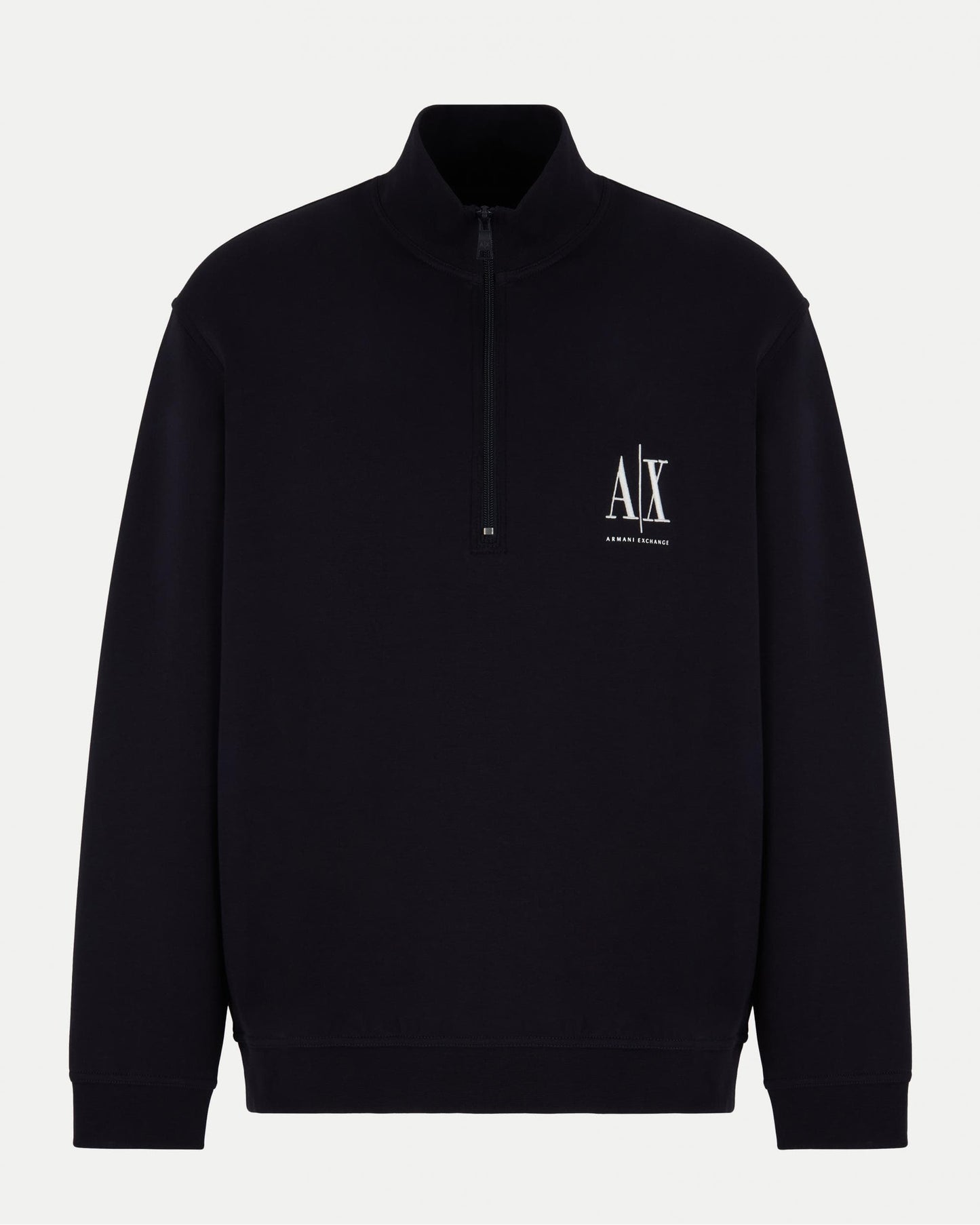 Armani Exchange Mens Embroidered A|X Logo 1/4 Zip Sweatshirt - Deep Navy UB101