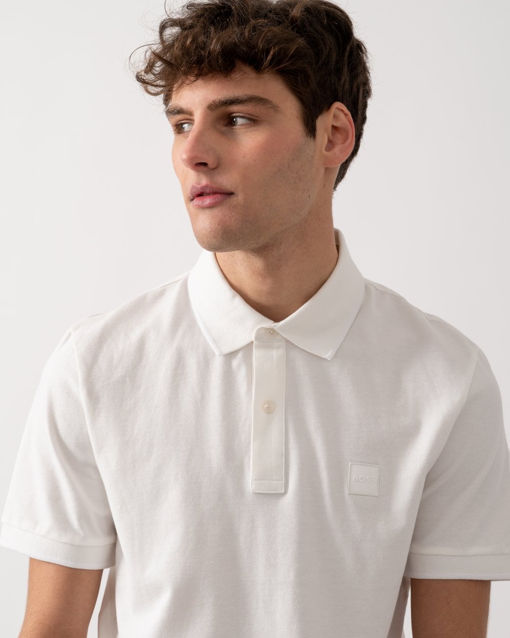 BOSS Orange Passertip Mens Short Sleeve Polo Shirt With Tipped Collar - Natural 106