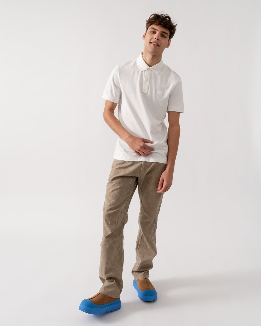 BOSS Orange Passertip Mens Short Sleeve Polo Shirt With Tipped Collar - Natural 106