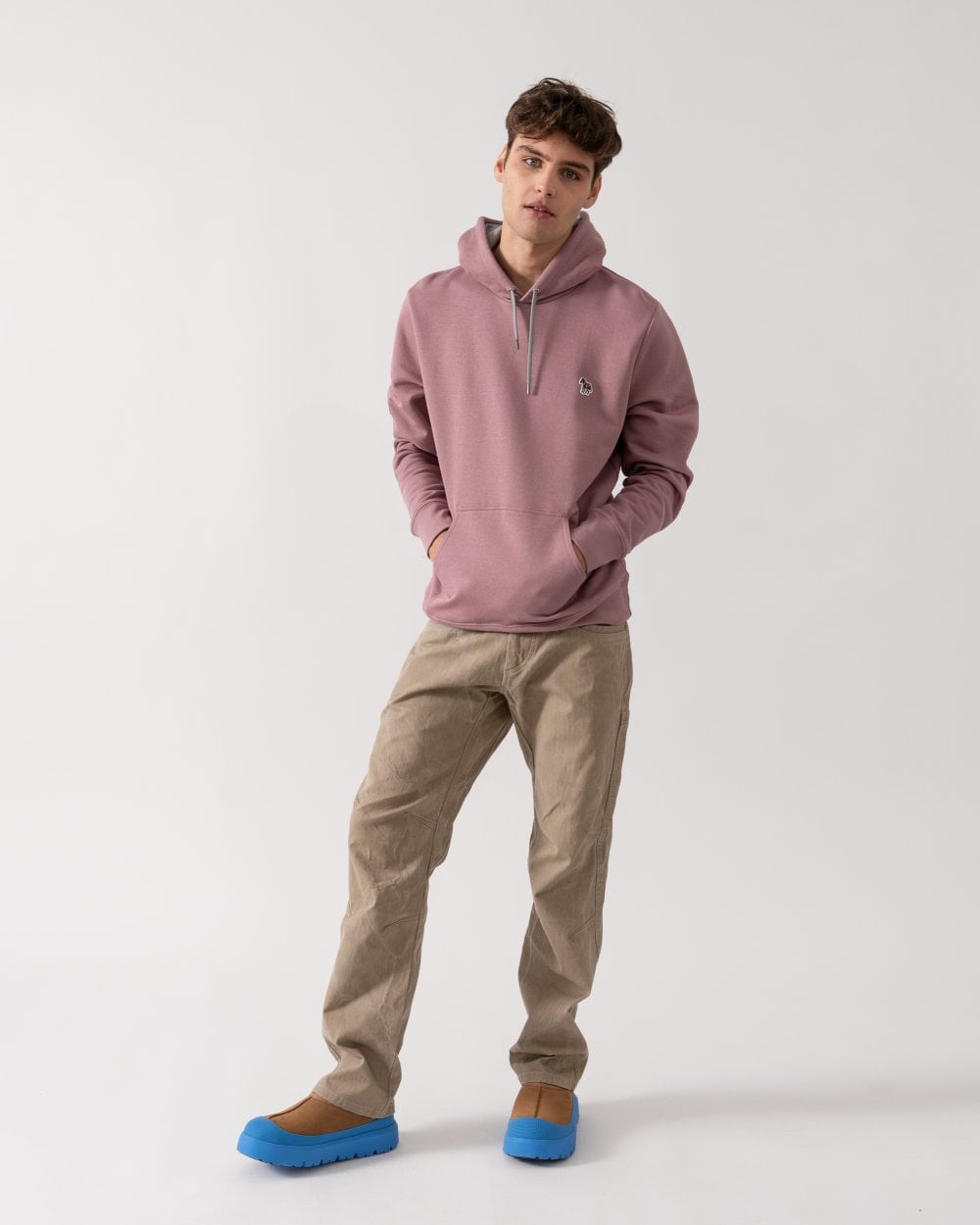 PS Paul Smith Mens Regular Fit Pullover Zebra Hoodie - 55 Mauve