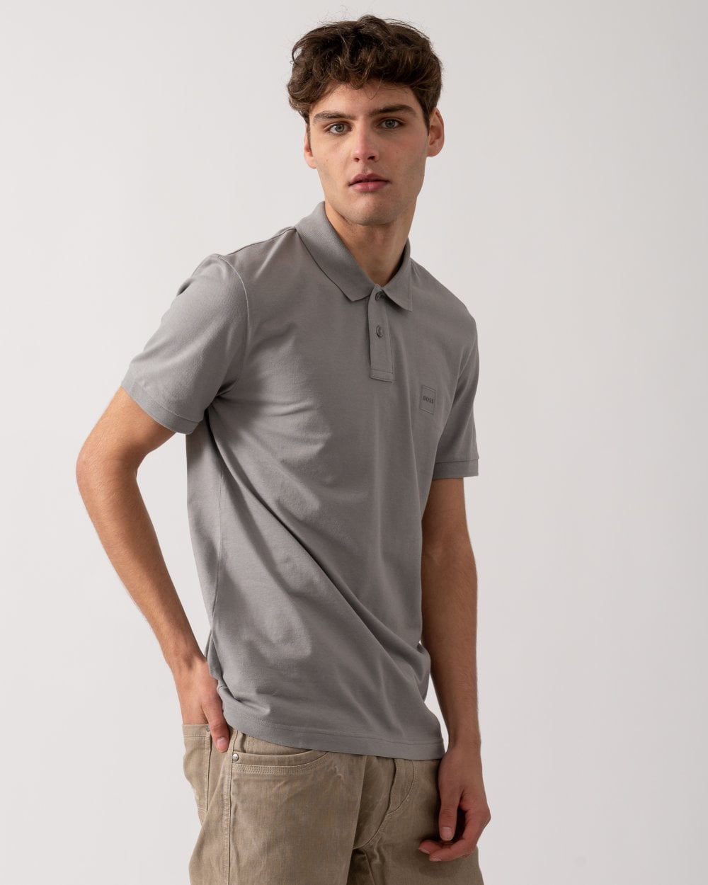 BOSS Orange Passenger Mens Stretch-Cotton Slim-Fit Polo Shirt with Logo Patch