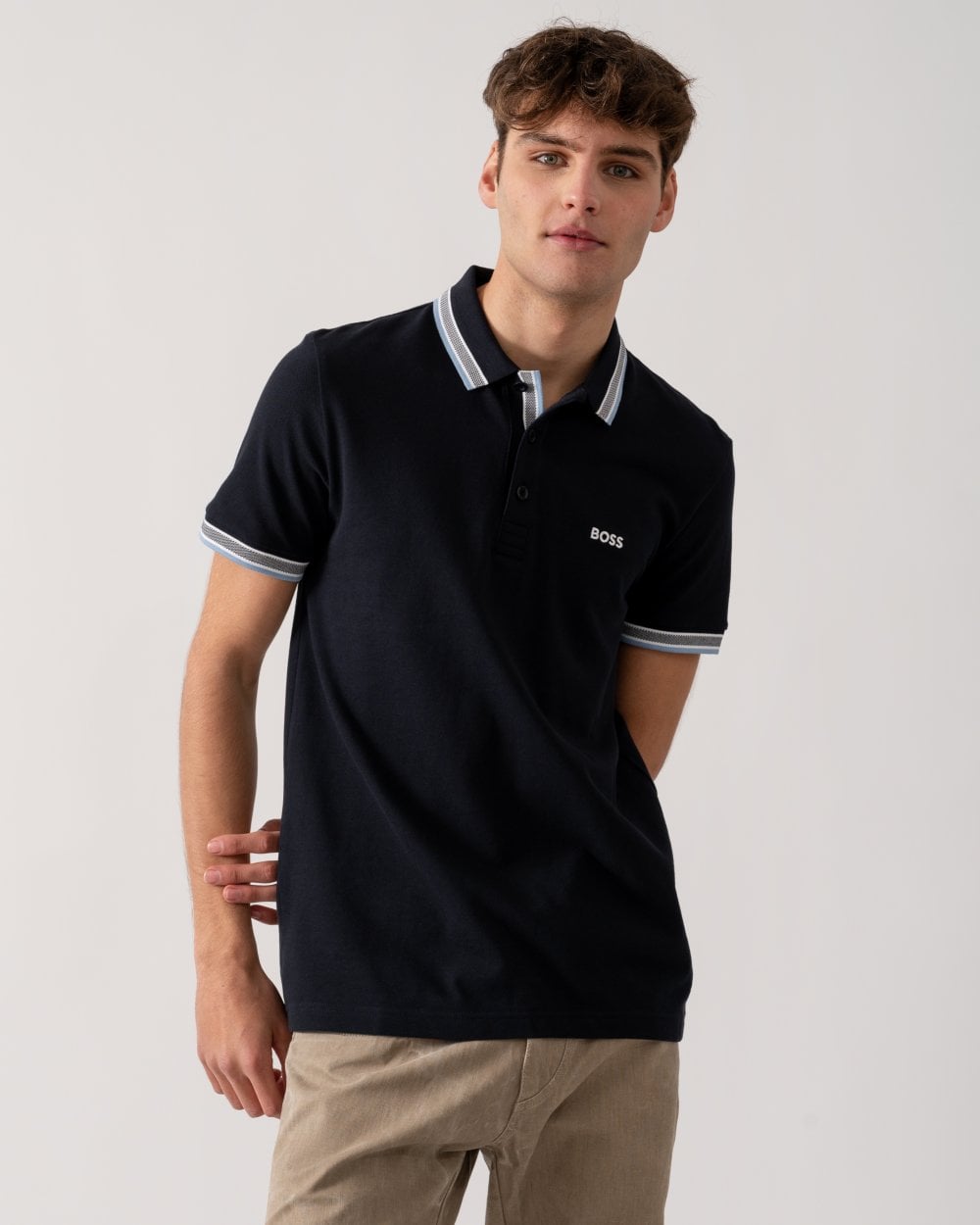 BOSS Green Paddy Mens Cotton-Piqué Polo Shirt with Contrast Logo