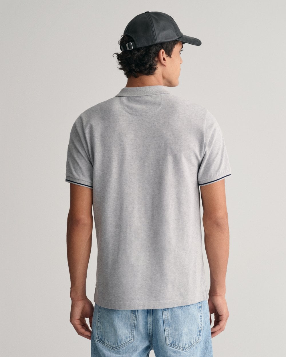 GANT Mens Short Sleeve Tipping Pique Polo - 93 Grey Melange