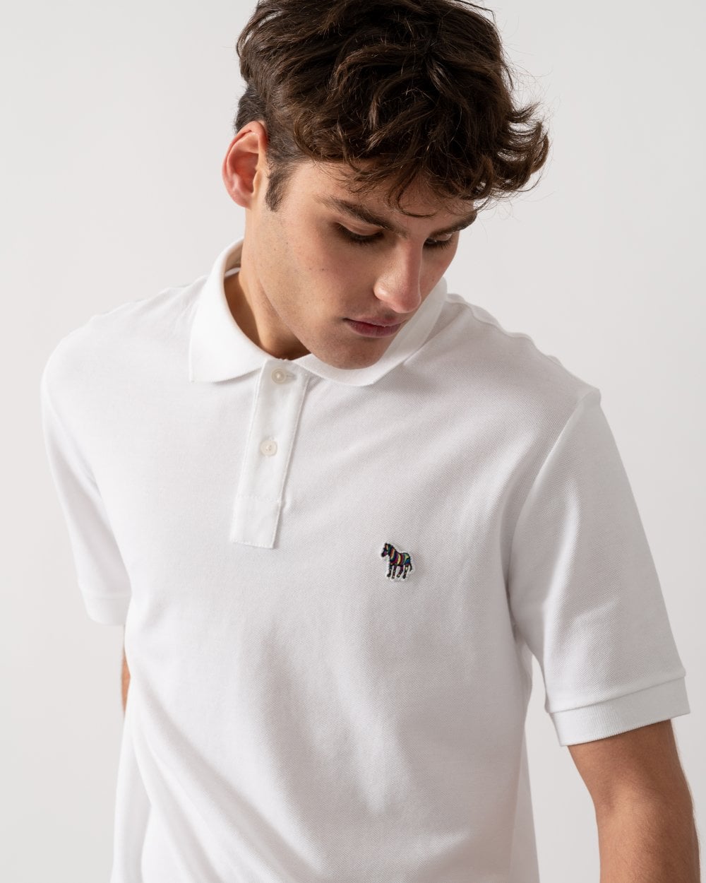 PS Paul Smith Mens Organic Cotton Zebra Logo Polo Shirt - 01 White