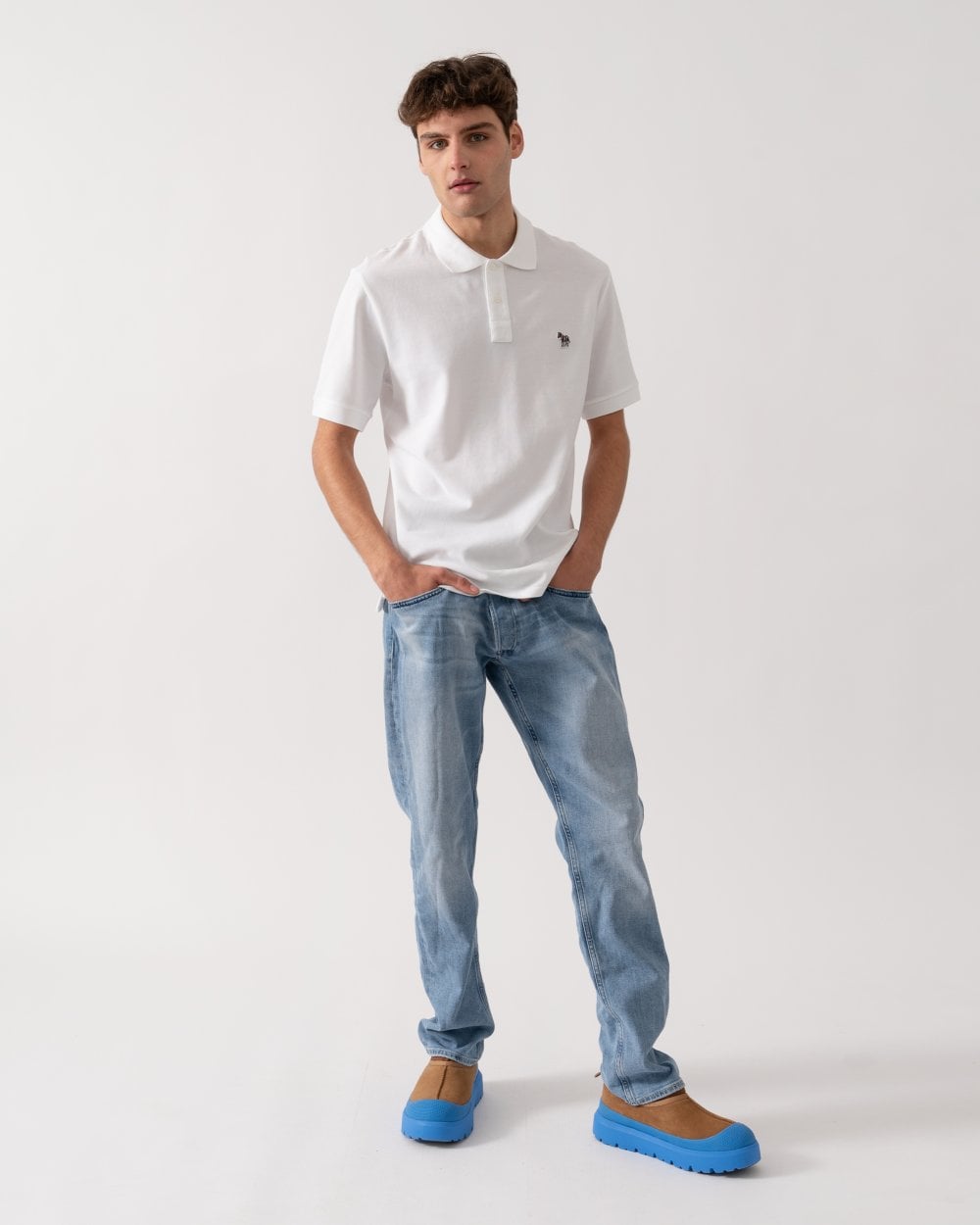 PS Paul Smith Mens Organic Cotton Zebra Logo Polo Shirt - 01 White