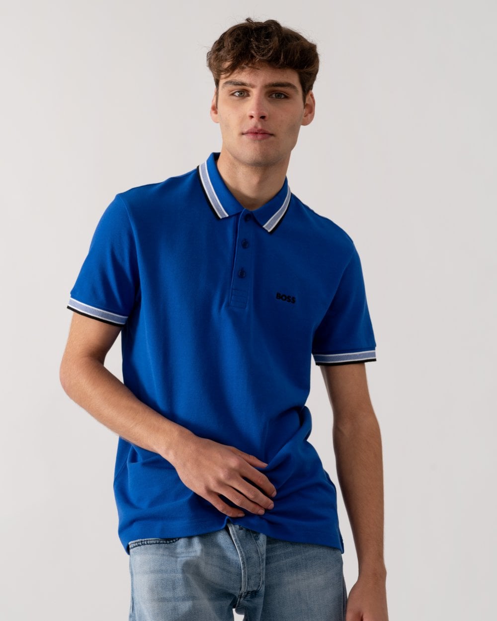 BOSS Green Paddy Mens Cotton-Piqué Polo Shirt with Contrast Logo