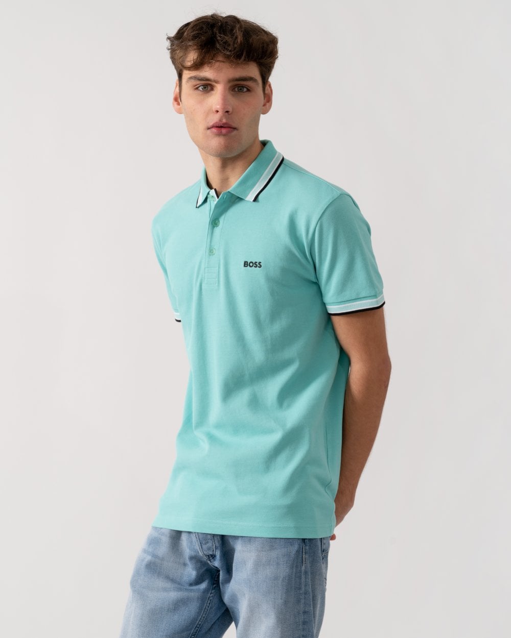 BOSS Green Paddy Mens Cotton-Piqué Polo Shirt with Contrast Logo