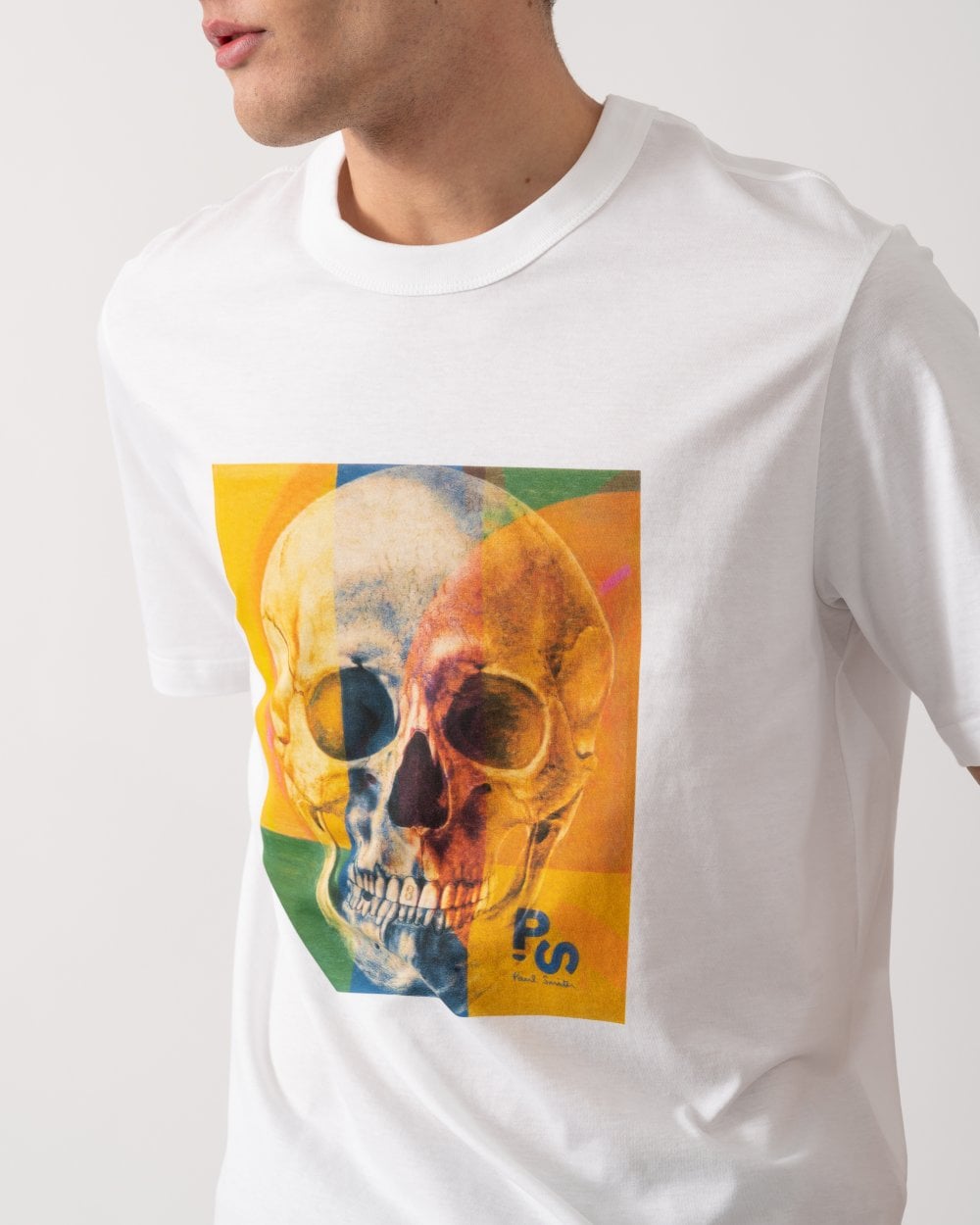 PS Paul Smith Mens Regular Fit Skull Square T-Shirt - 01 White