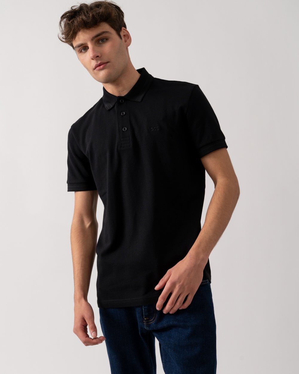 BOSS Green Paddy Mens Cotton-Piqué Polo Shirt with Contrast Logo