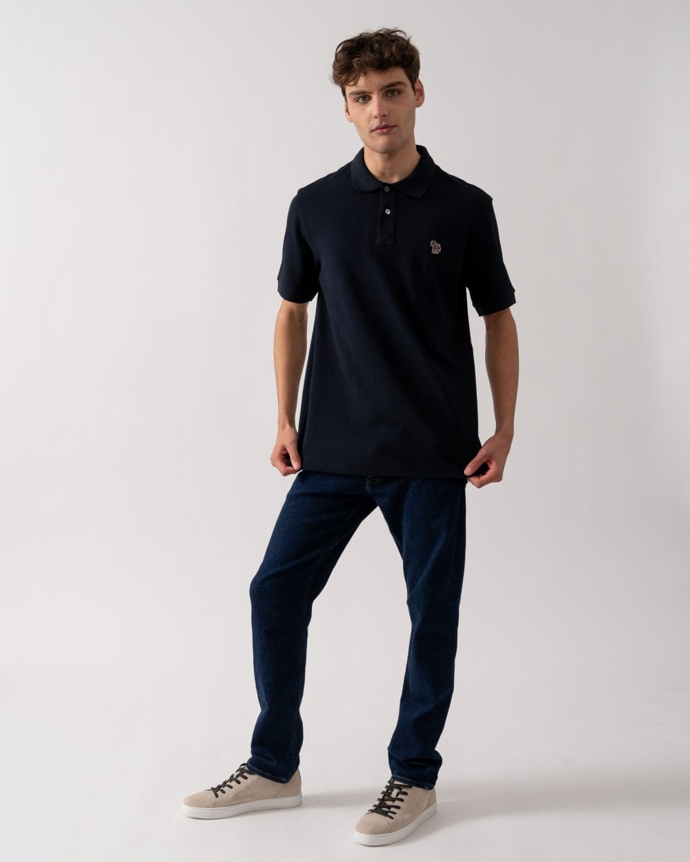 PS Paul Smith Mens Organic Cotton Zebra Logo Polo Shirt - 49 Very Dark Navy