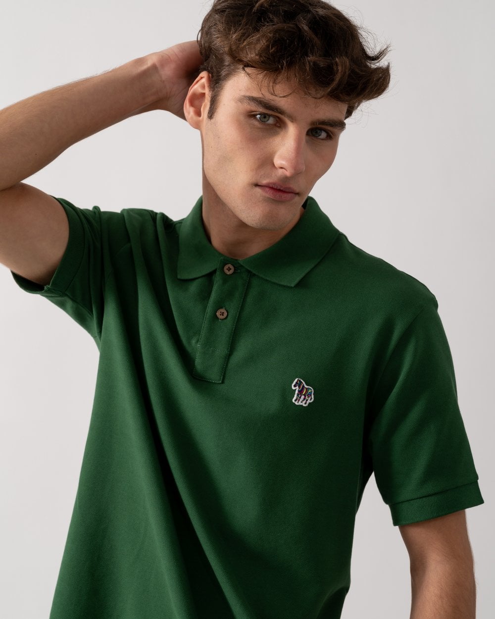 PS Paul Smith Mens Organic Cotton Zebra Polo Shirt - 33D Green