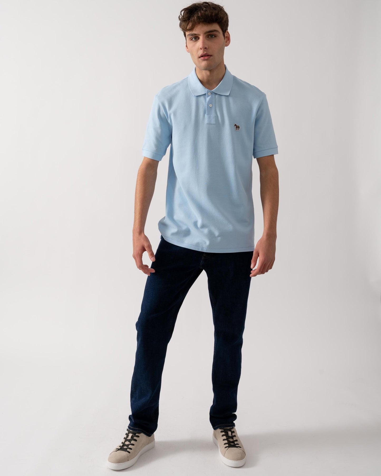 PS Paul Smith Mens Organic Cotton Zebra Logo Polo Shirt - 41E Light Blue