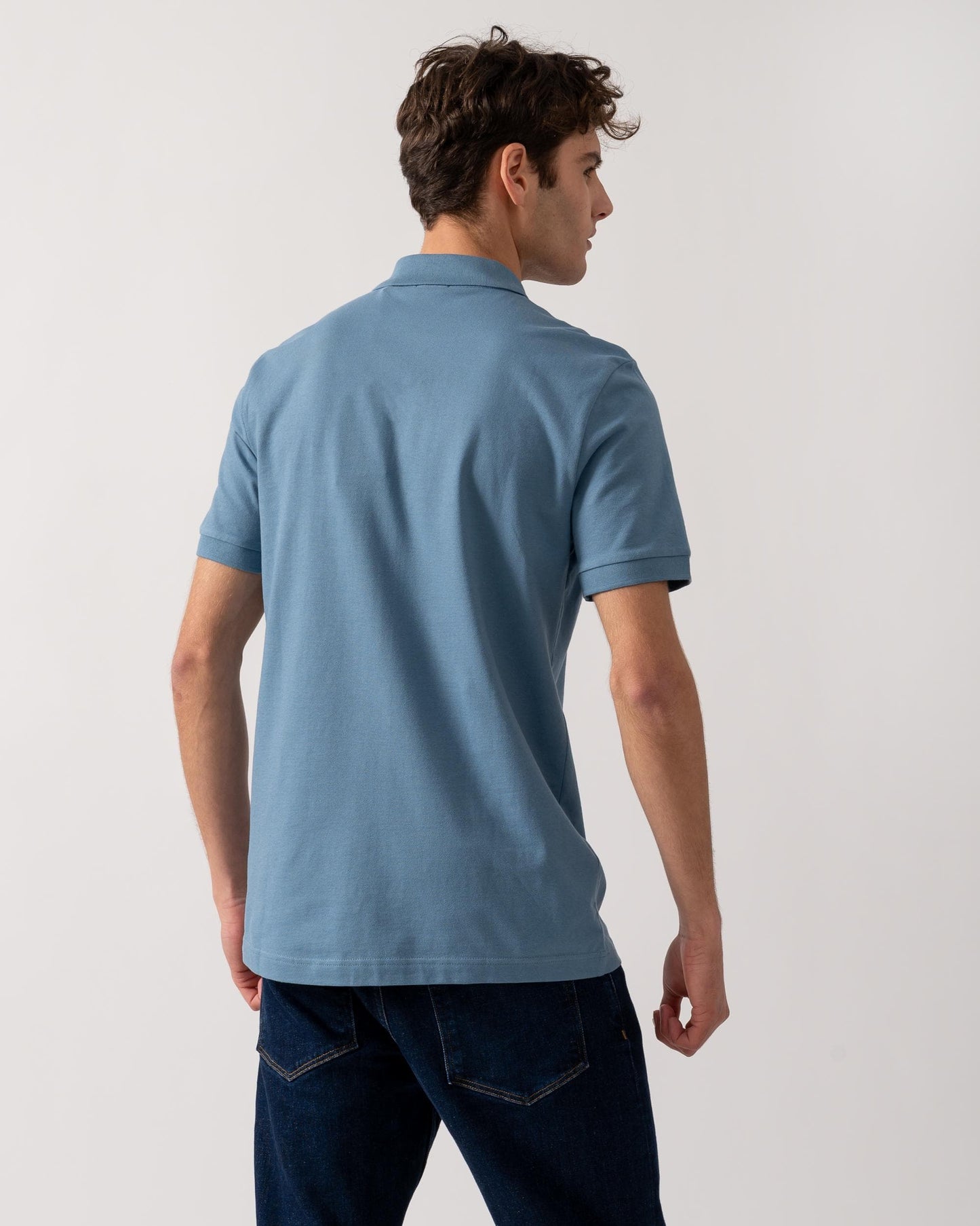 BOSS Orange Passenger Mens Stretch-Cotton Slim-Fit Polo Shirt with Logo Patch - Light/Pastel Blue 459