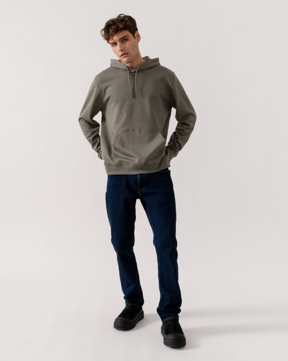 BOSS Orange Wetalk Mens Pullover Hoodie With Logo Patch - Open Grey 076