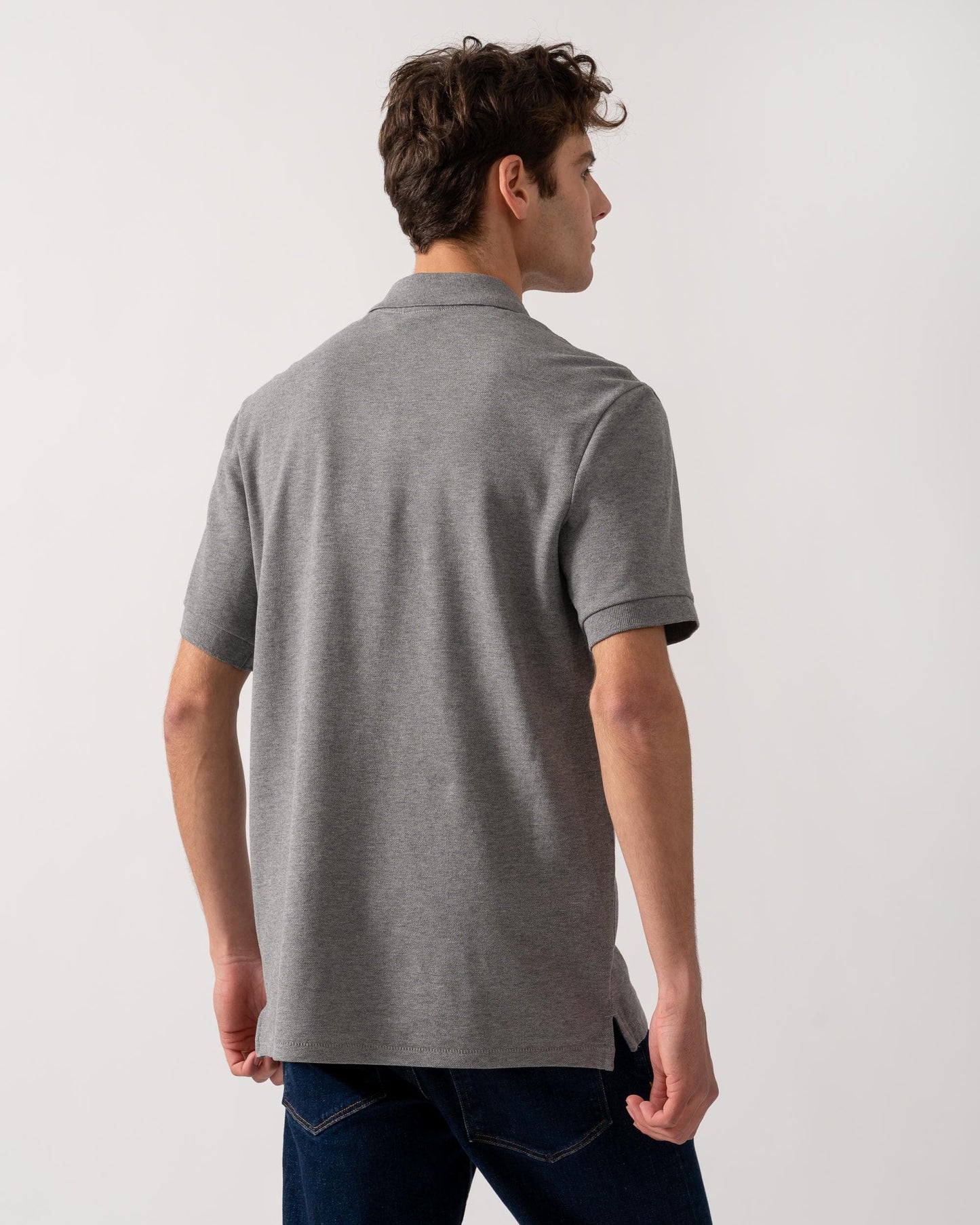 PS Paul Smith Mens Organic Cotton Zebra Logo Polo Shirt - 72 Grey Melange