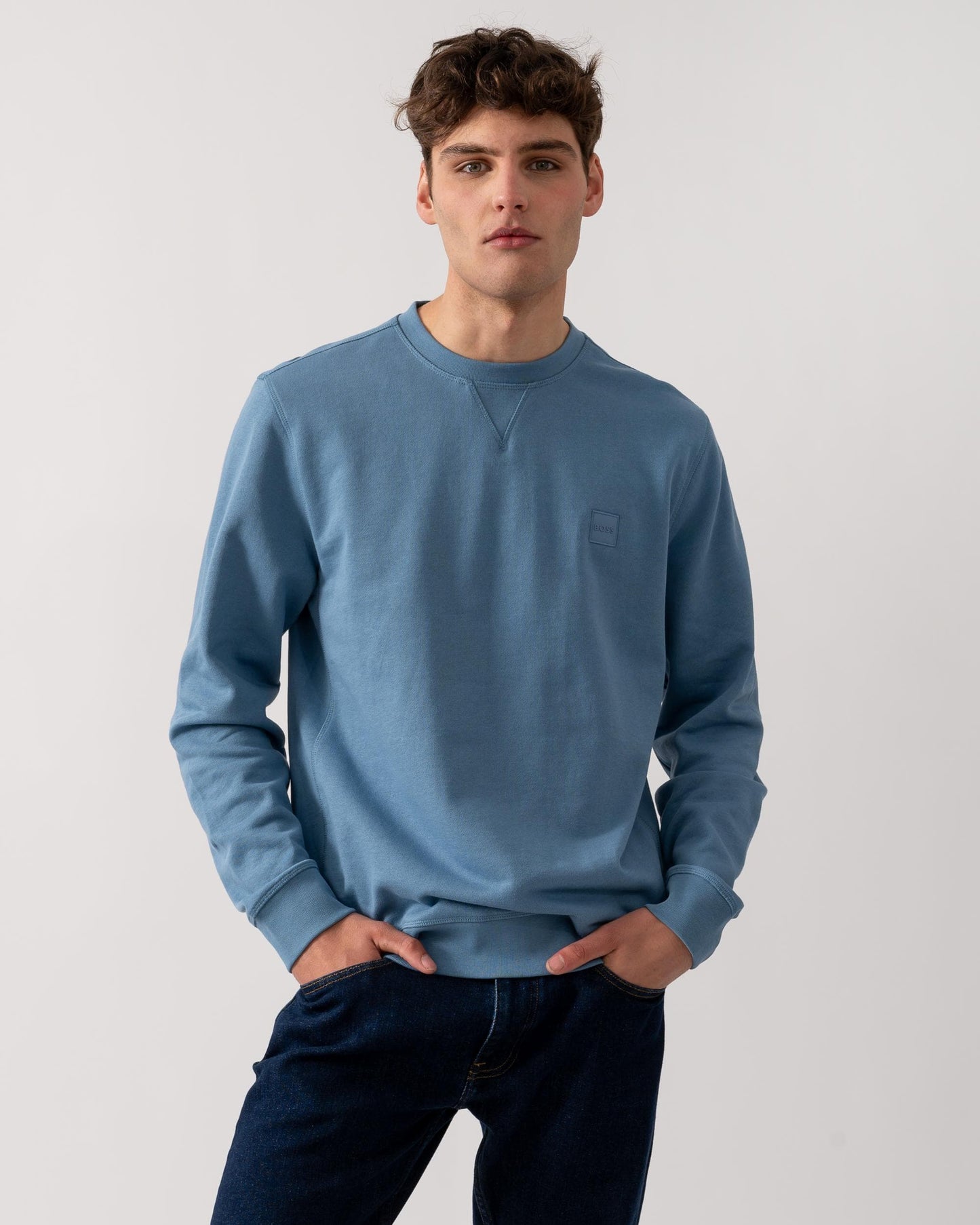BOSS Orange Westart Mens Crew Neck Sweatshirt With Logo Patch