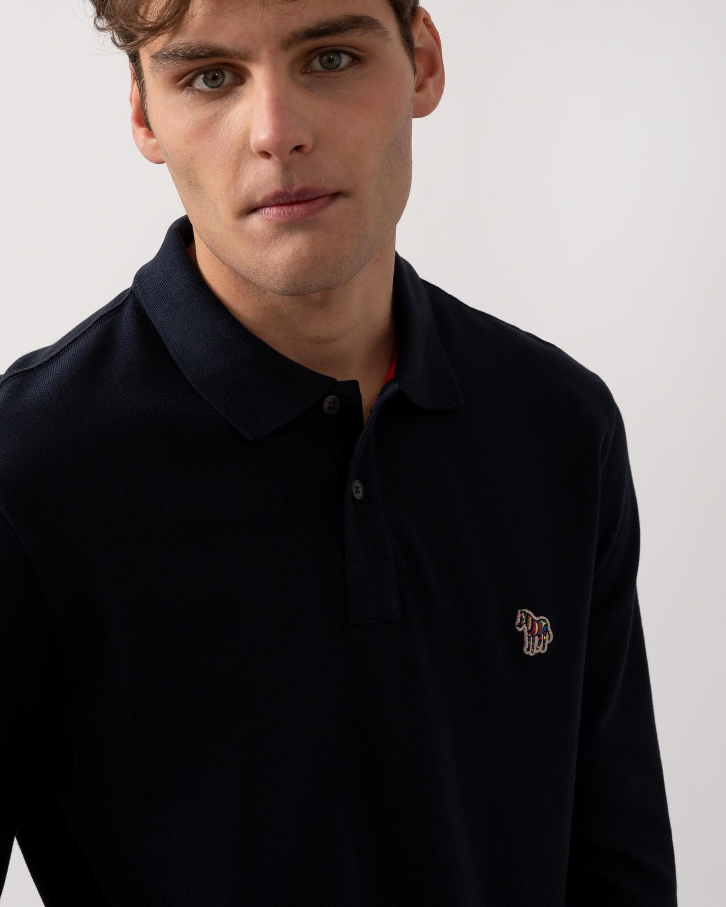 PS Paul Smith Mens Regular Fit Long Sleeve Classic Zebra Polo - 49 Very Dark Navy