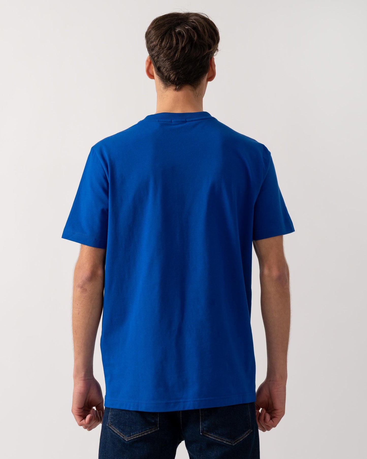 BOSS Green Tee Mens Stretch Cotton T-Shirt with Contrast Logo - Medium Blue 424