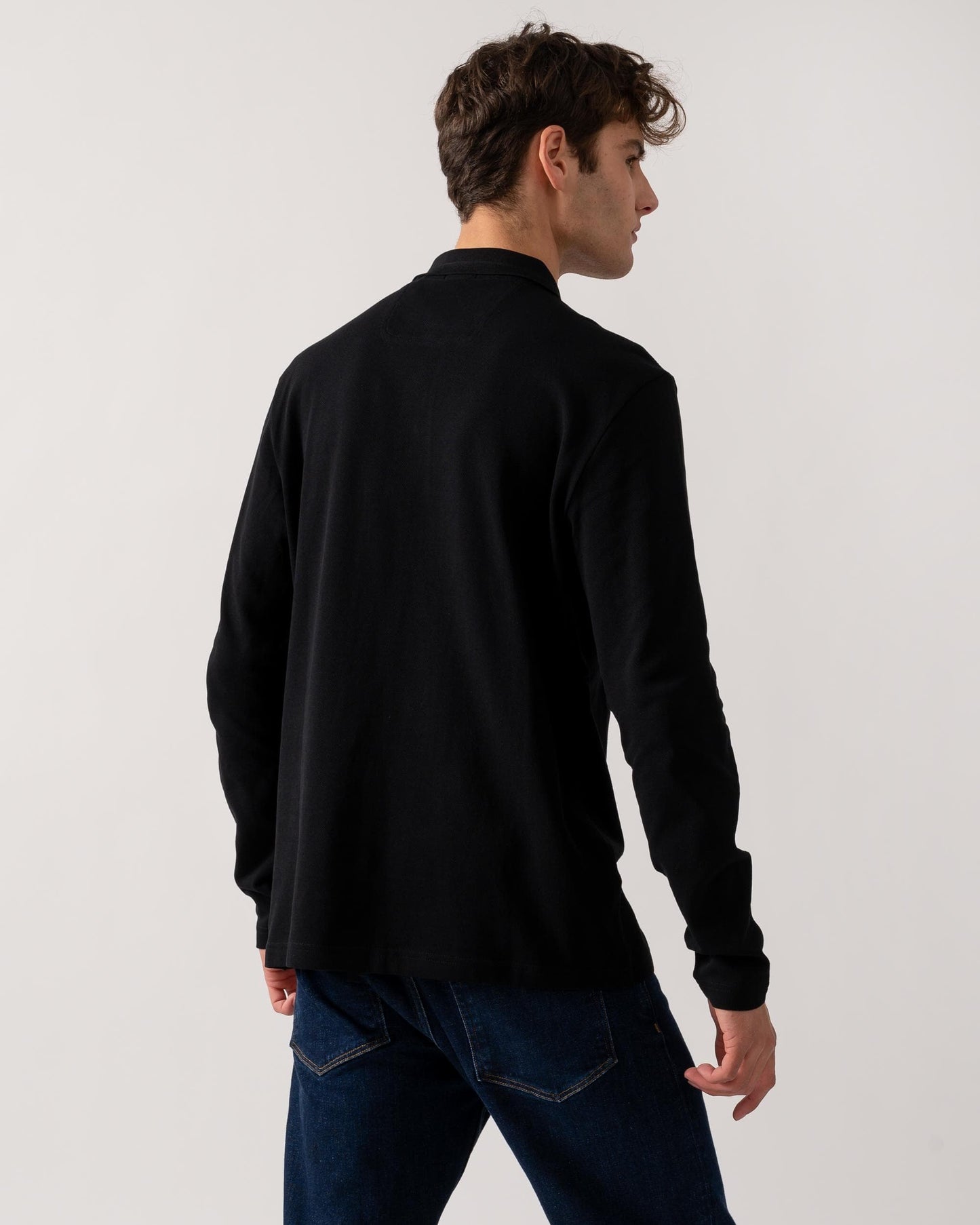 BOSS Green Plisy Mens Long Sleeve Polo Shirt - Black 009