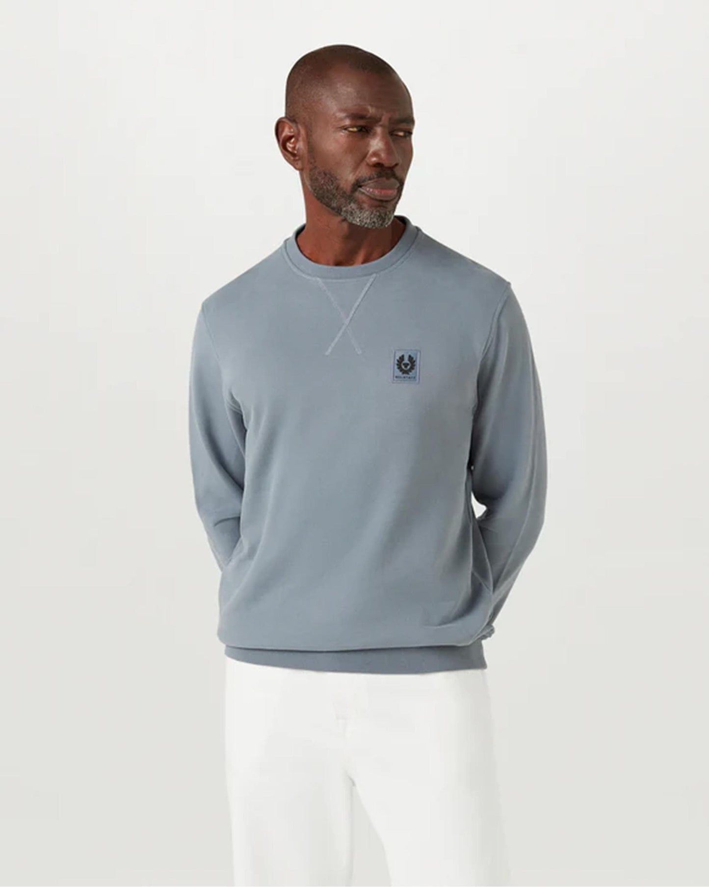 Belstaff Mens Crew Neck Sweatshirt With Logo Patch