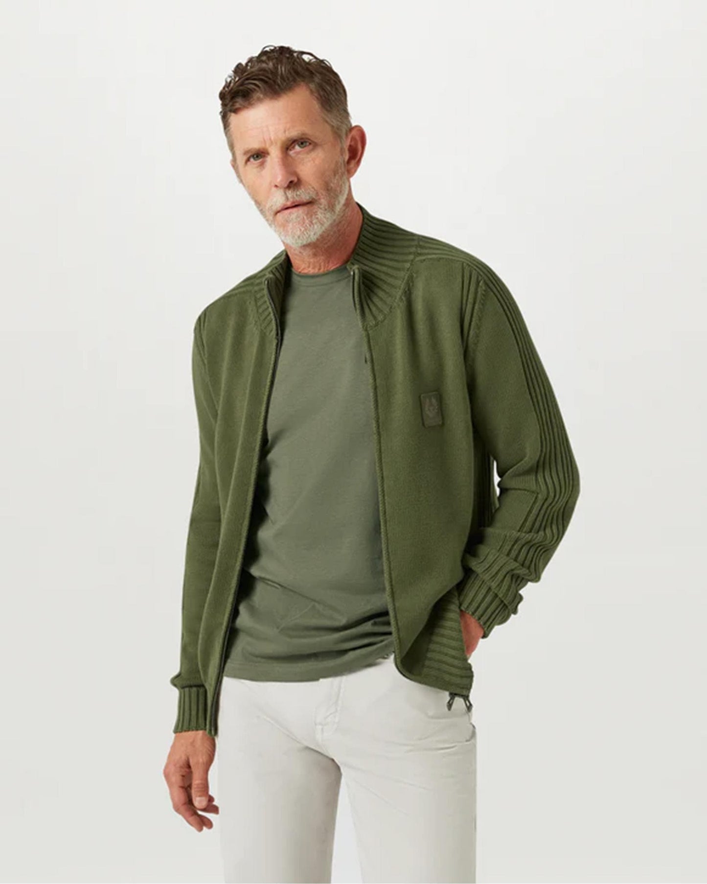 Belstaff Short Sleeved Mens Logo Patch T-Shirt - Surplus Green