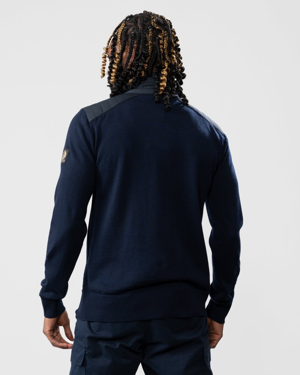 Belstaff Kilmington Mens Merino Wool Quarter Zip Jumper - Dark Ink