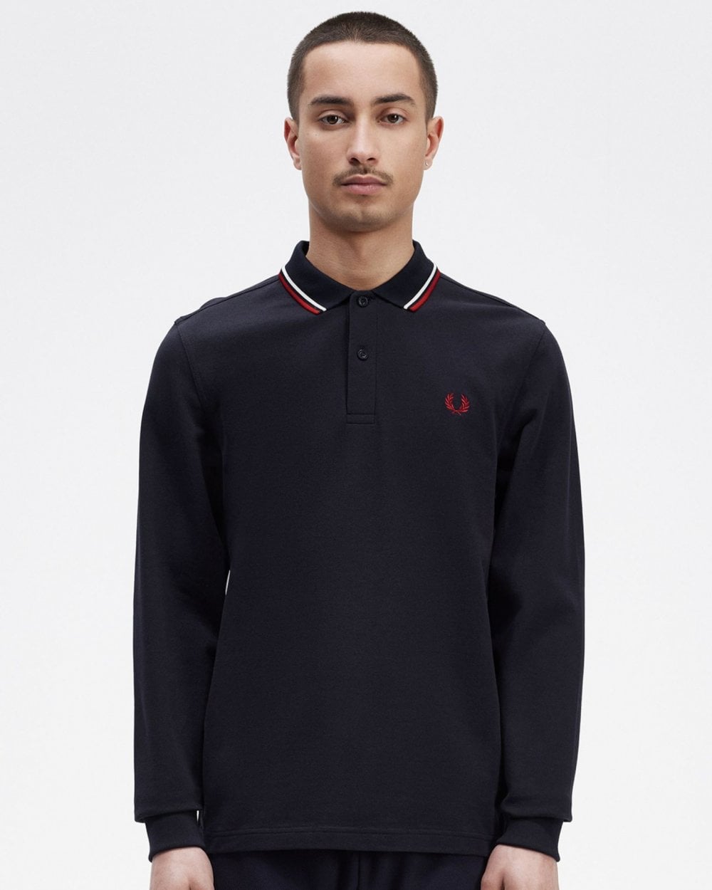 Fred Perry Mens Long Sleeve Twin Tipped Polo Shirt
