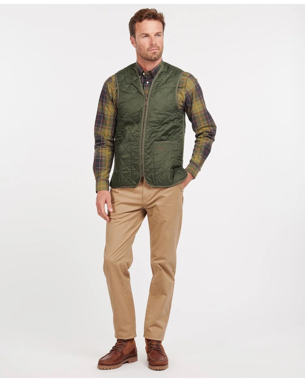 Barbour Quilted Mens Waistcoat/Zip-In Liner - Olive/Classic