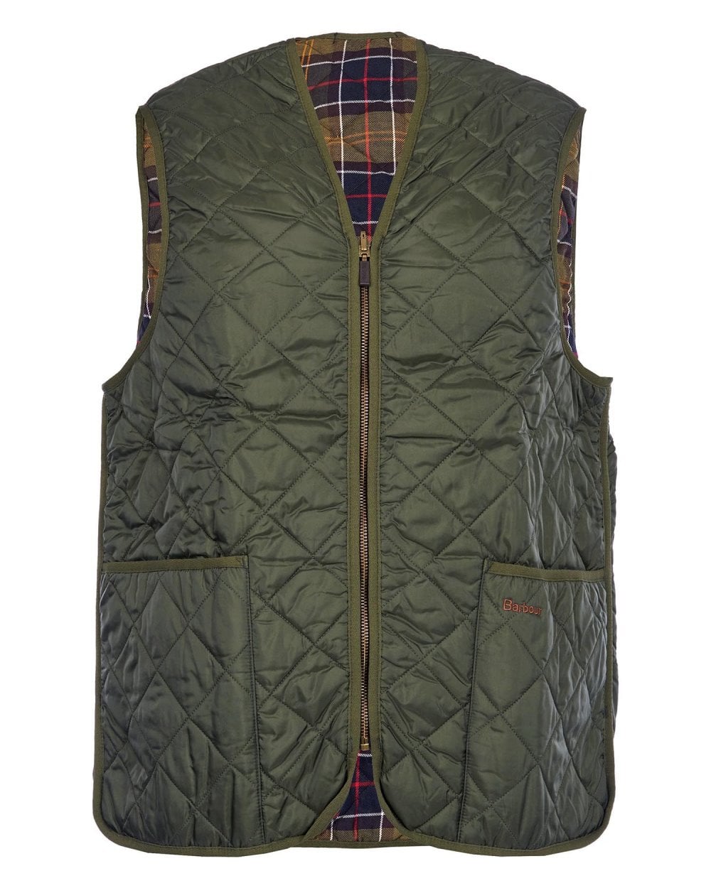 Barbour Quilted Mens Waistcoat/Zip-In Liner - Olive/Classic