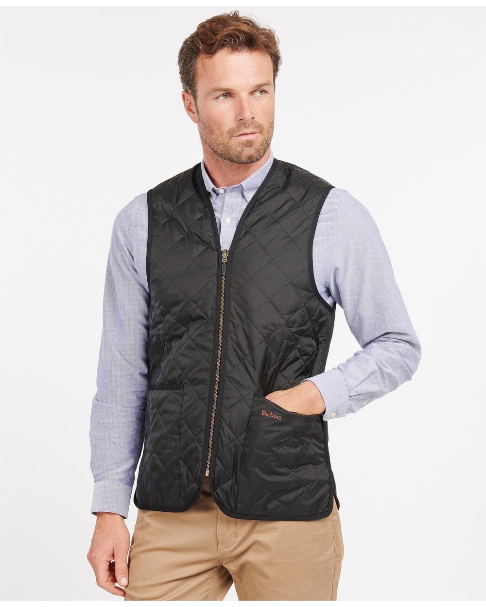 Barbour Quilted Mens Waistcoat/Zip-In Liner - Black/Modern