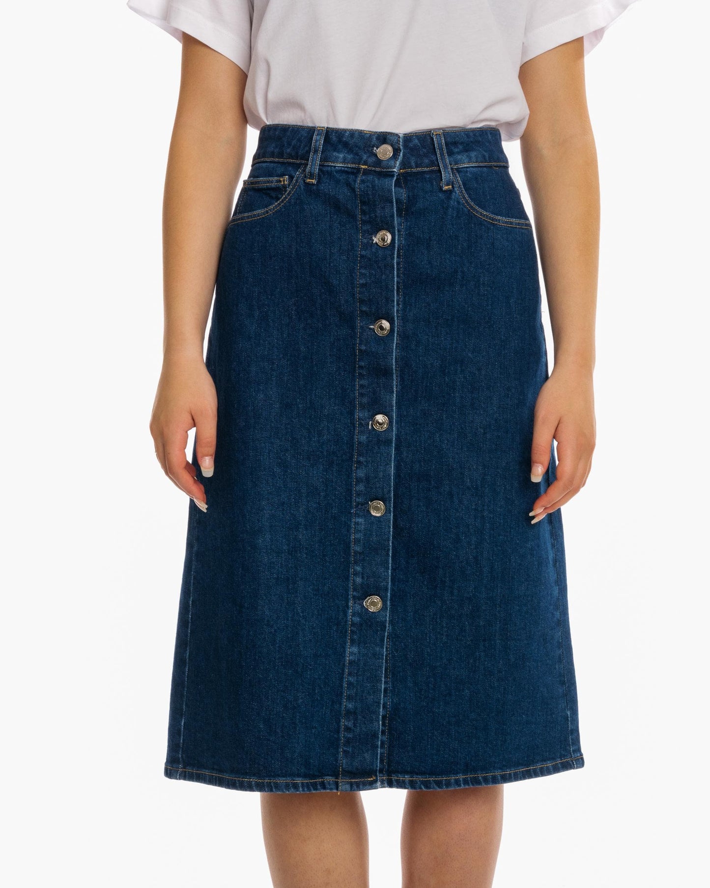 Calvin Klein Denim Button Womens Skirt