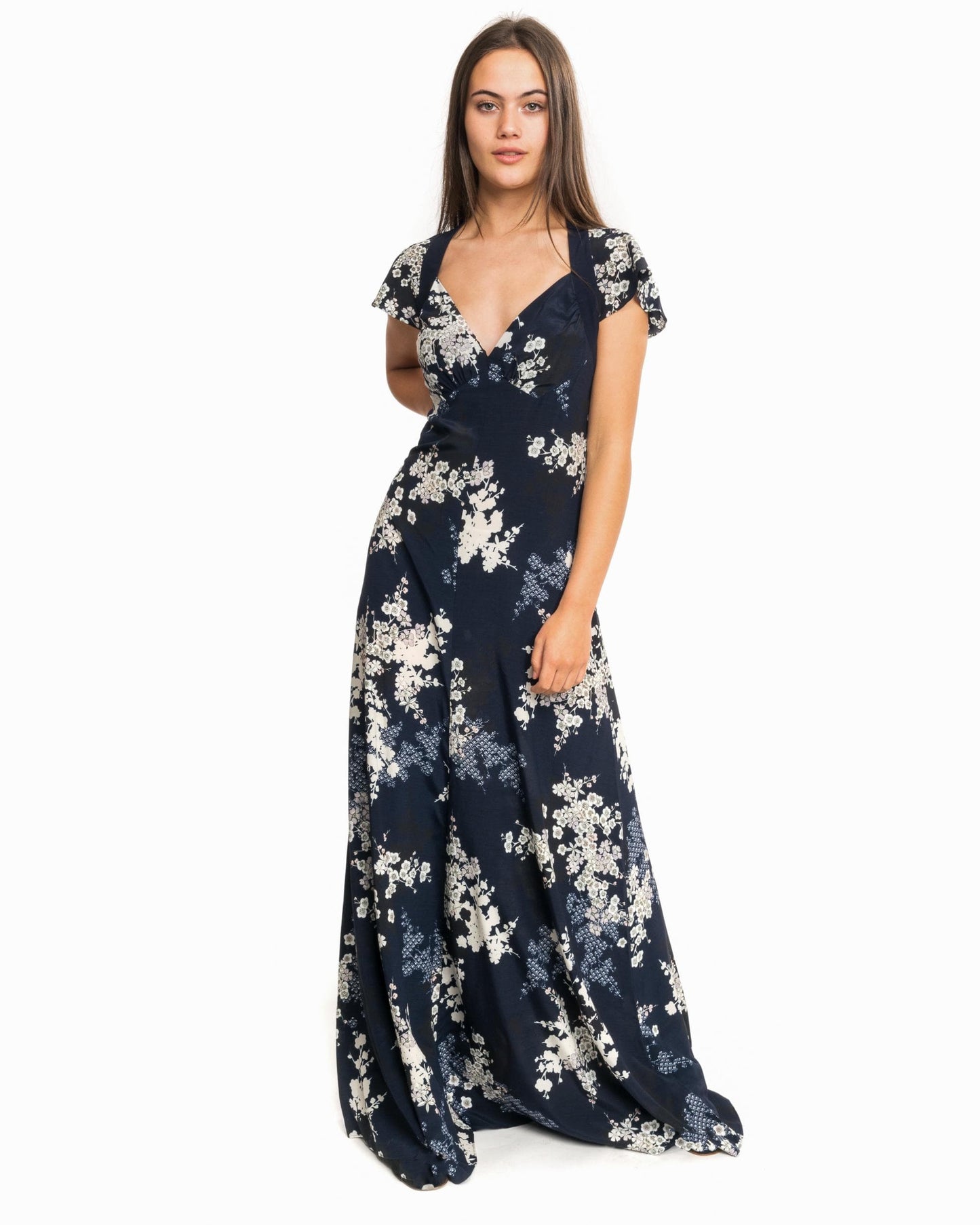 French Connection Rishiri Drape Short Sleeved Maxi Dress
