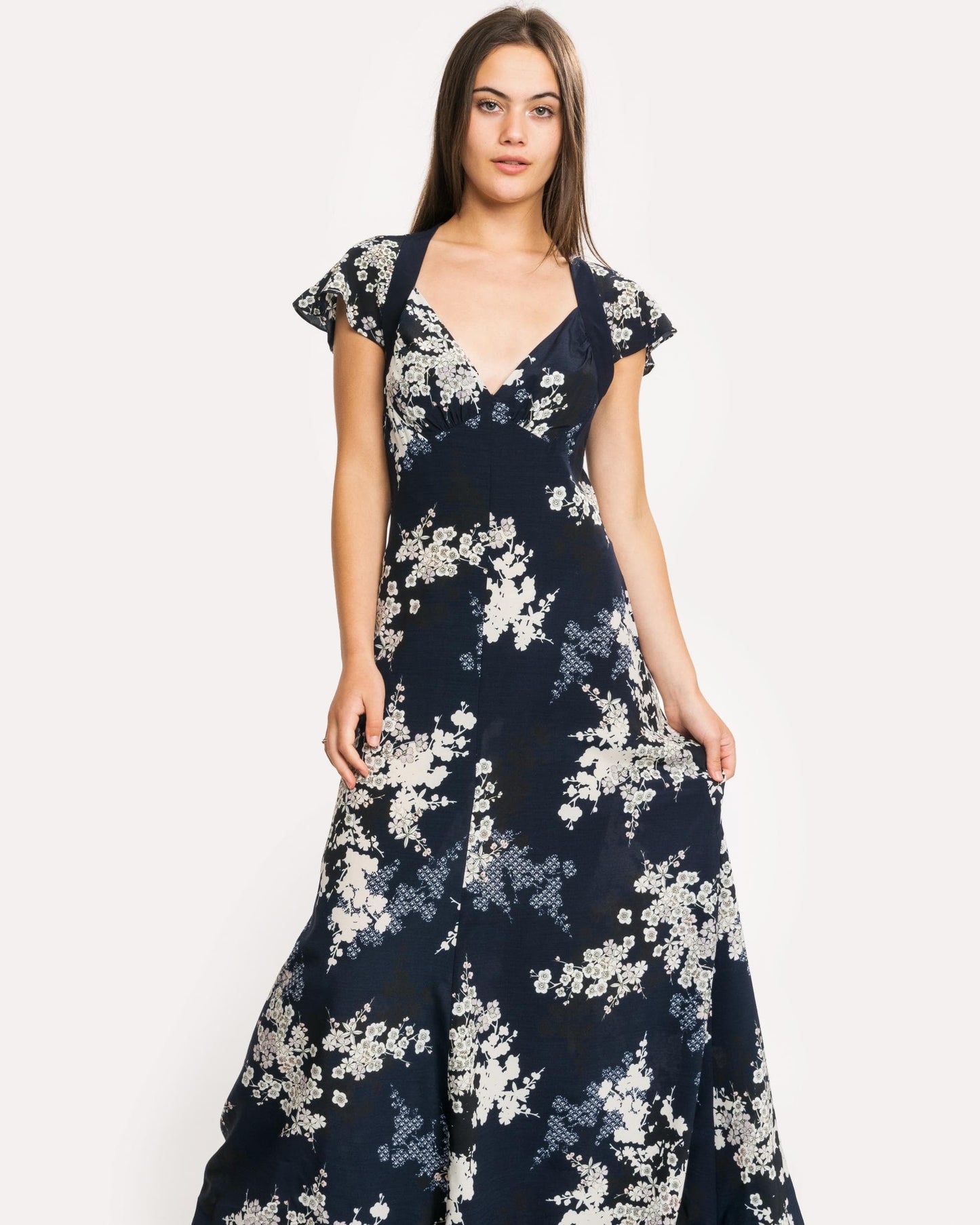 French Connection Rishiri Drape Short Sleeved Maxi Dress
