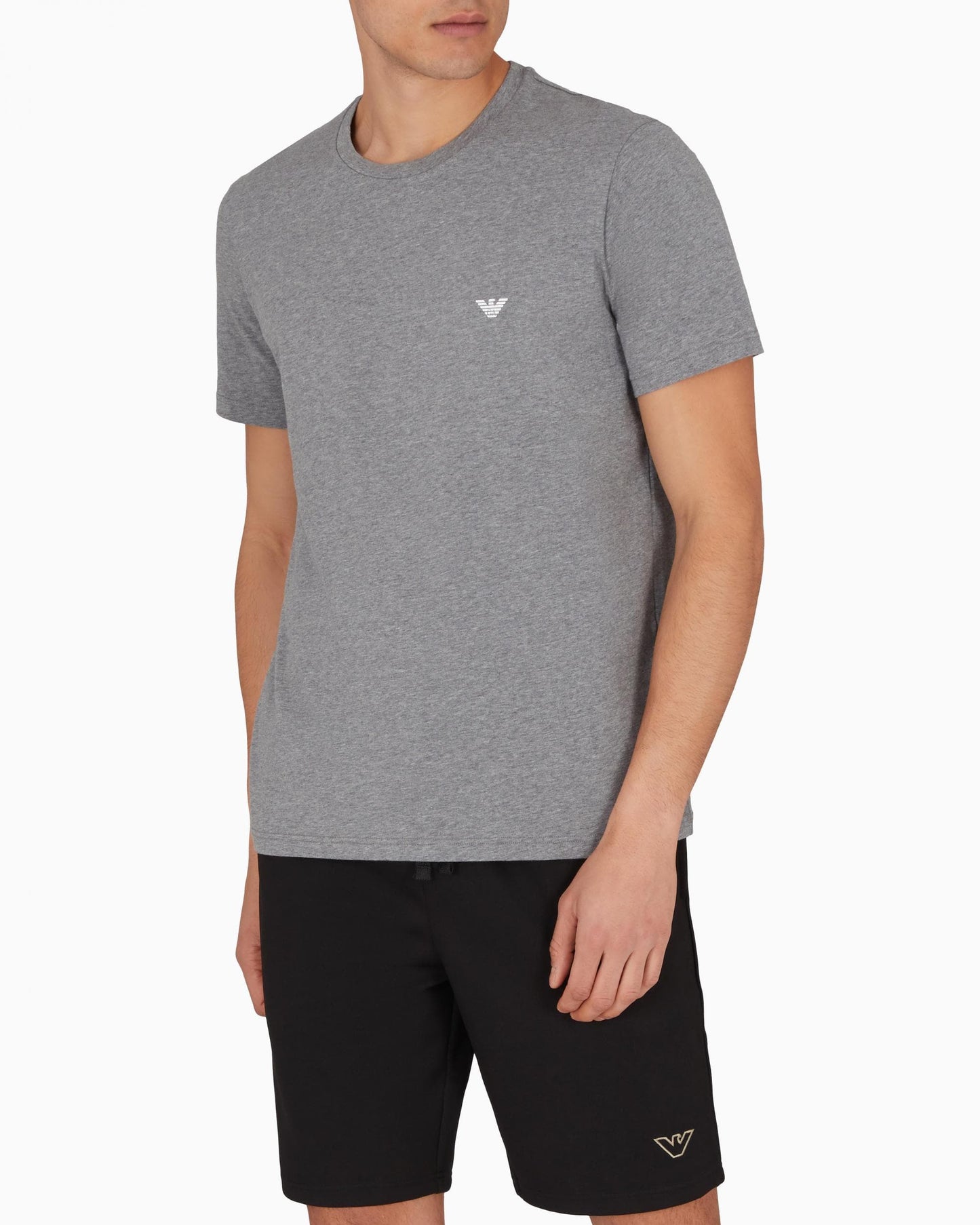 Emporio Armani 2 Pack Mens Eagle Logo Loungewear T-Shirt - Grey Melange/Bianco