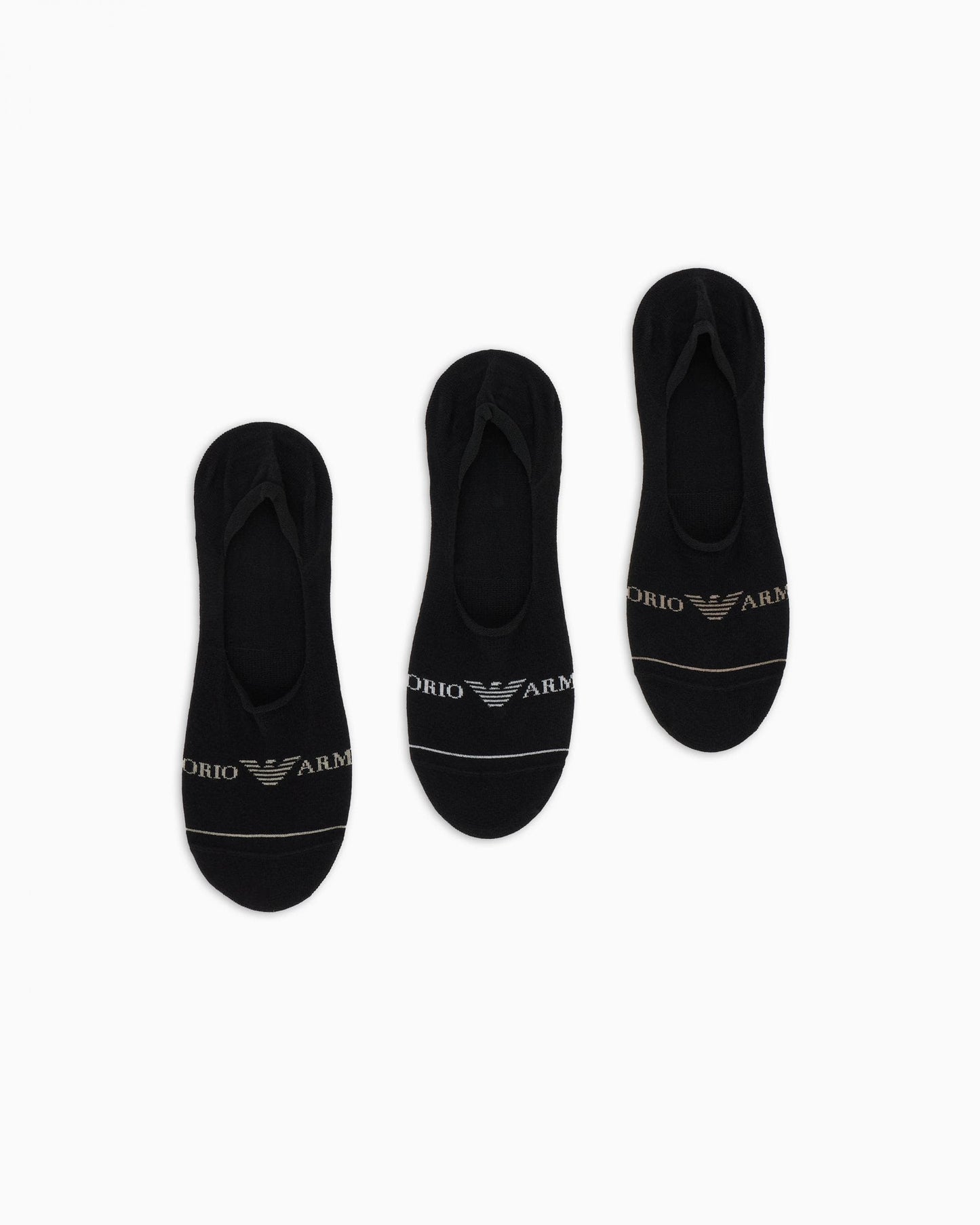 Emporio Armani 3 Pack Mens Eagle Logo Footie Socks - Black/Black/Black