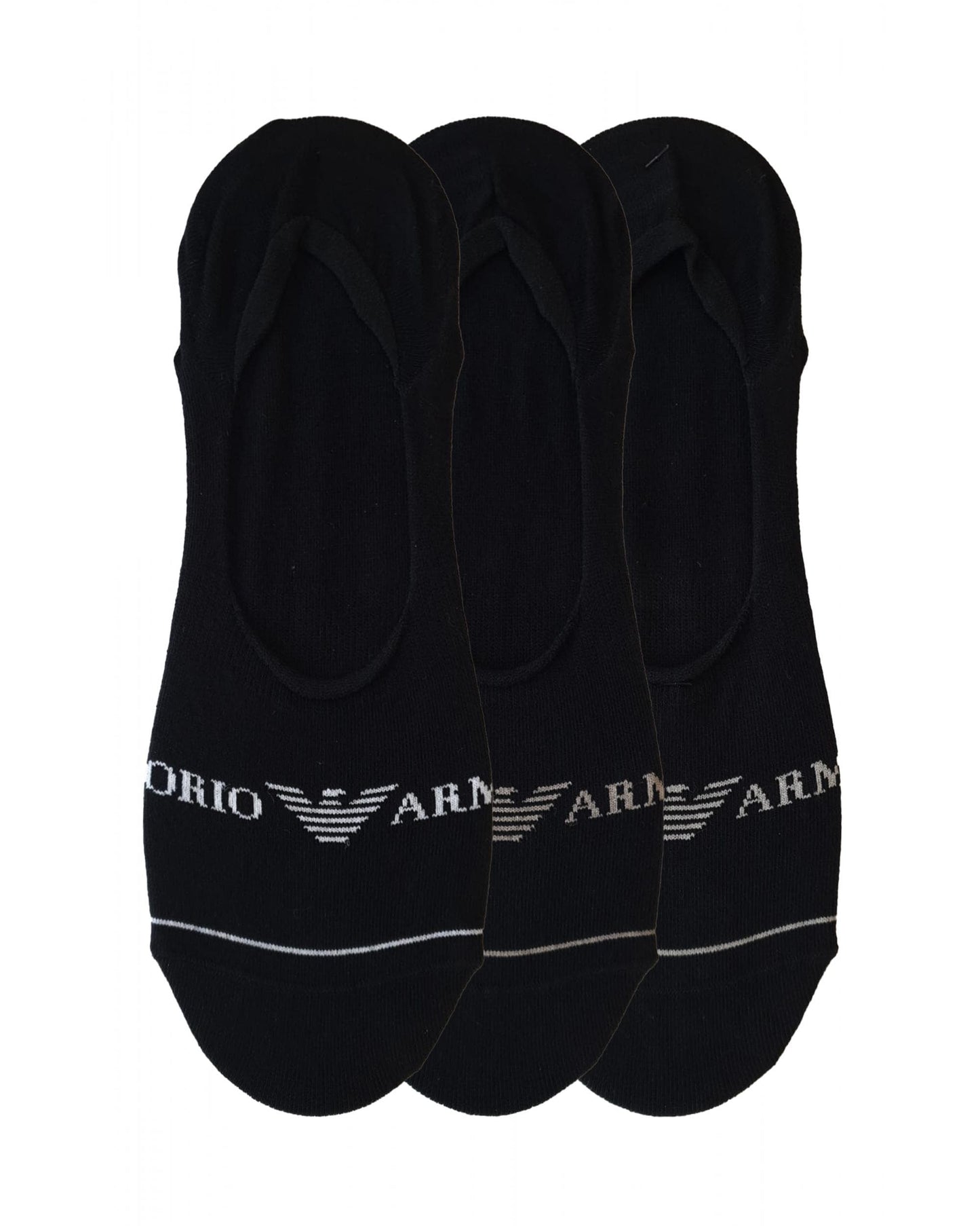 Emporio Armani 3 Pack Mens Eagle Logo Footie Socks - Black/Black/Black