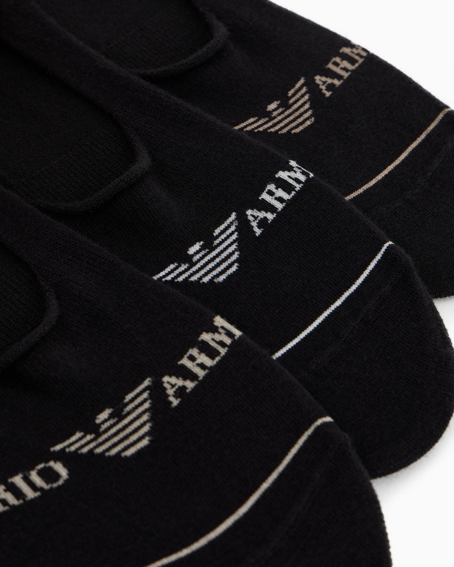 Emporio Armani 3 Pack Mens Eagle Logo Footie Socks - Black/Black/Black