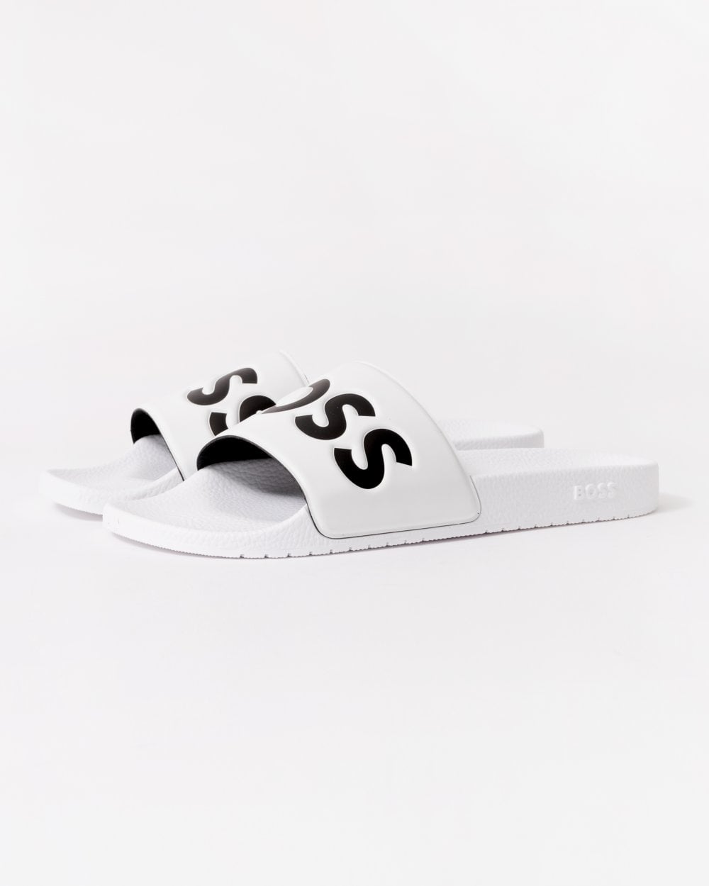 BOSS Orange Aryeh Mens Italian-Made Slides With Large Logo Detail - Natural 101