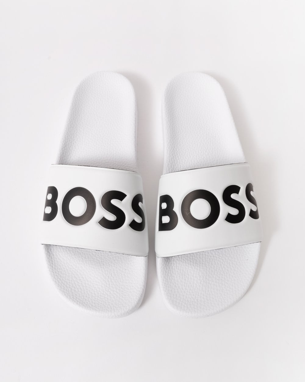 BOSS Orange Aryeh Mens Italian-Made Slides With Large Logo Detail - Natural 101