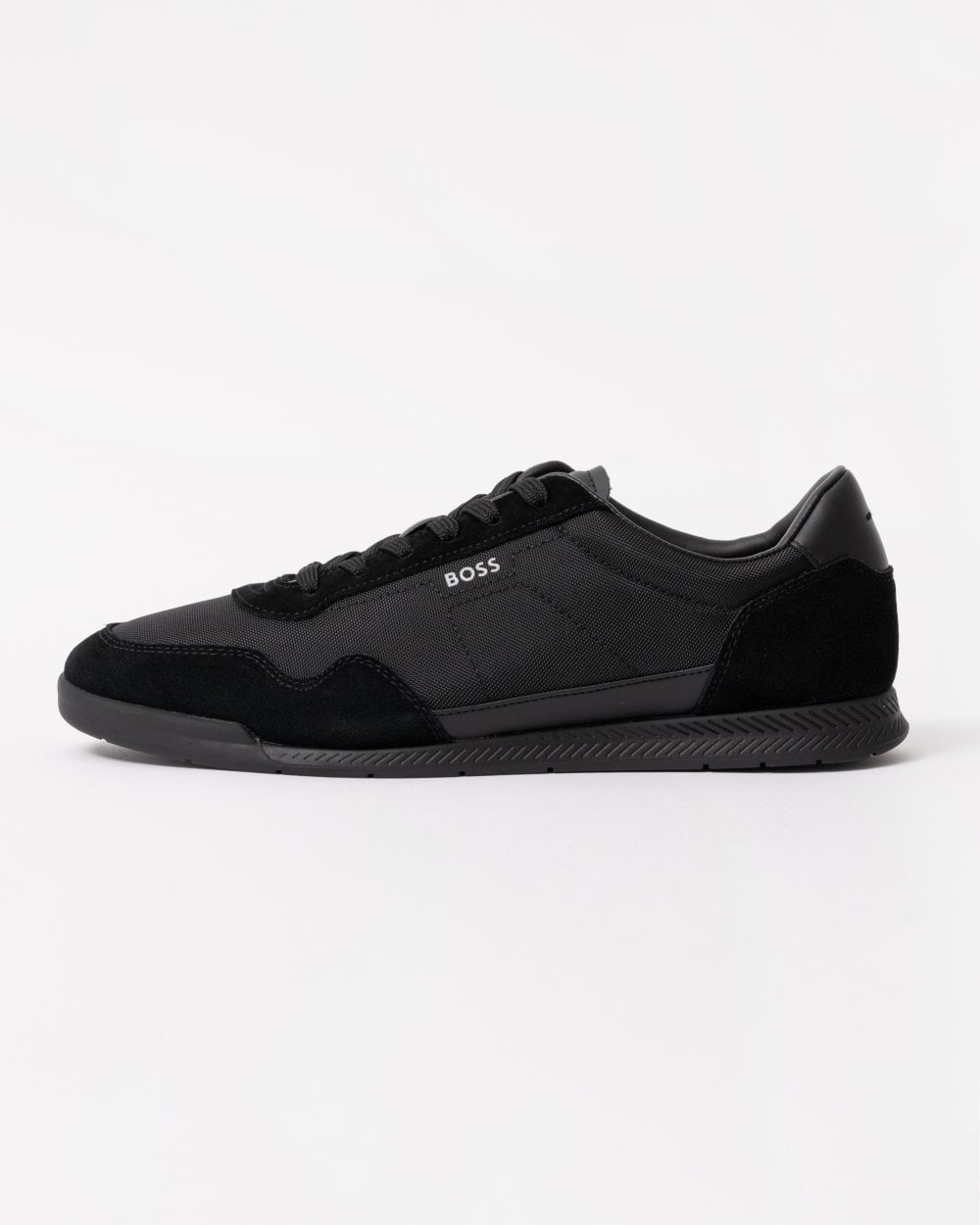 BOSS Orange Titanium Mens Mixed Material Lace-Up Trainers with Suede Trims - Black 005