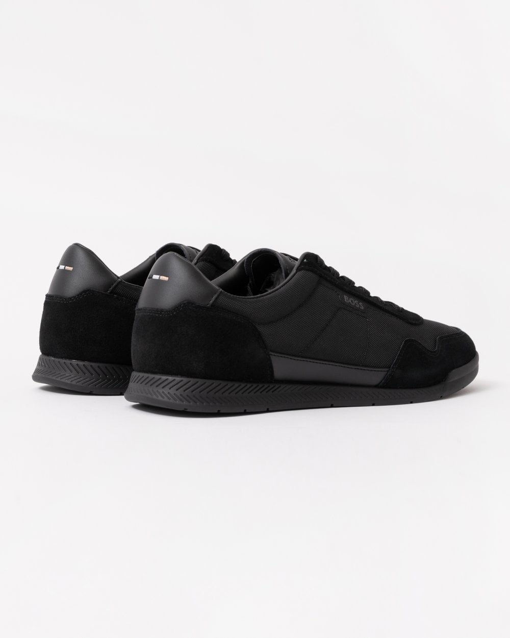 BOSS Orange Titanium Mens Mixed Material Lace-Up Trainers with Suede Trims - Black 005