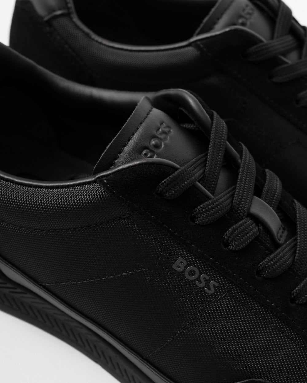BOSS Orange Titanium Mens Mixed Material Lace-Up Trainers with Suede Trims - Black 005
