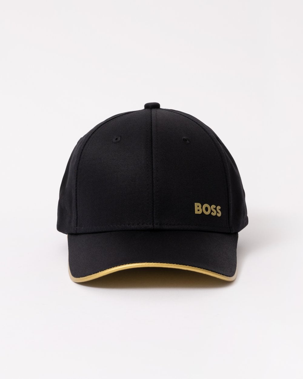 BOSS Green Bold Mens Logo-Print Cap In Cotton Twill - Black/Gold 711