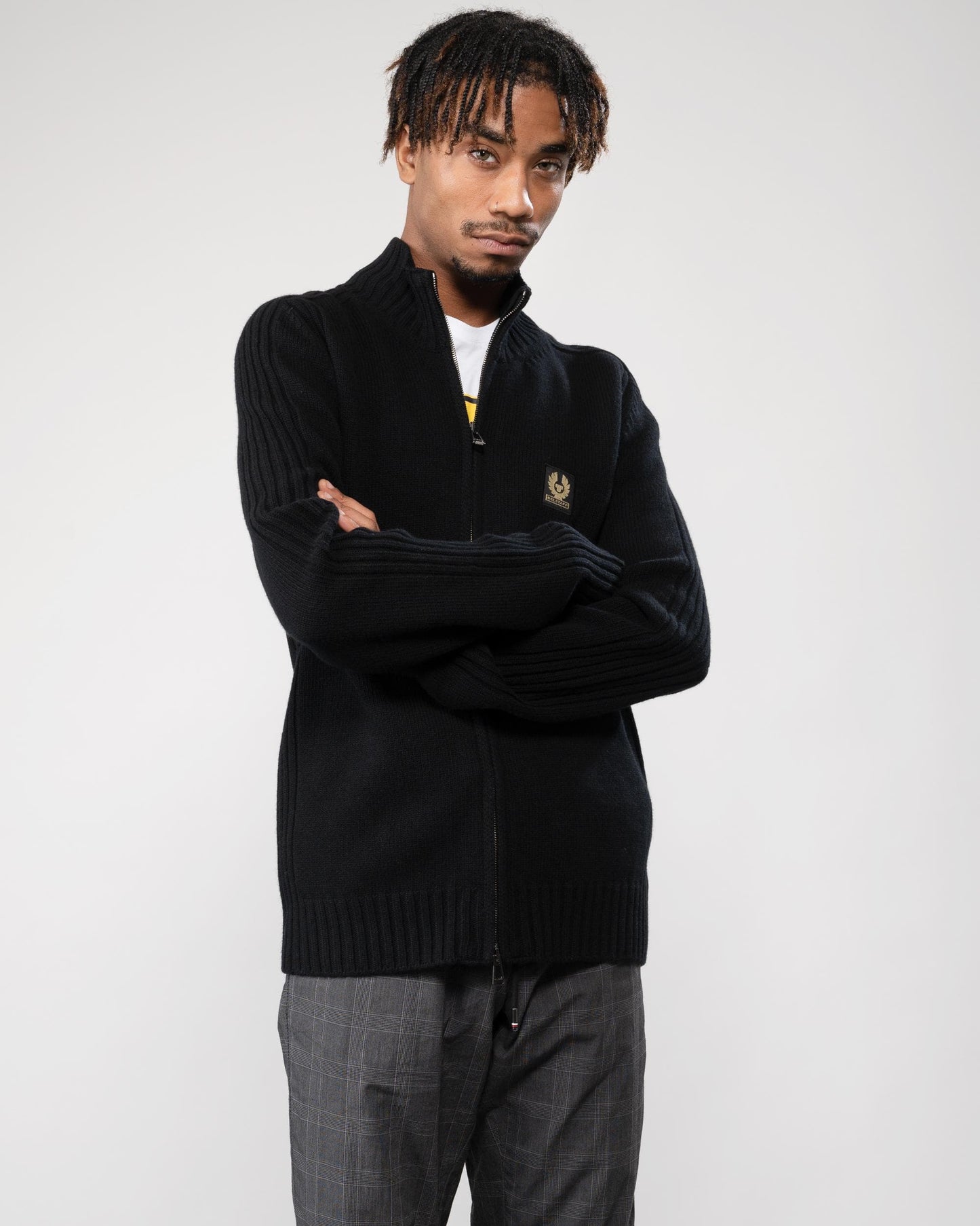 Belstaff Belstaff Watch Mens Zip Cardigan With Logo Patch
