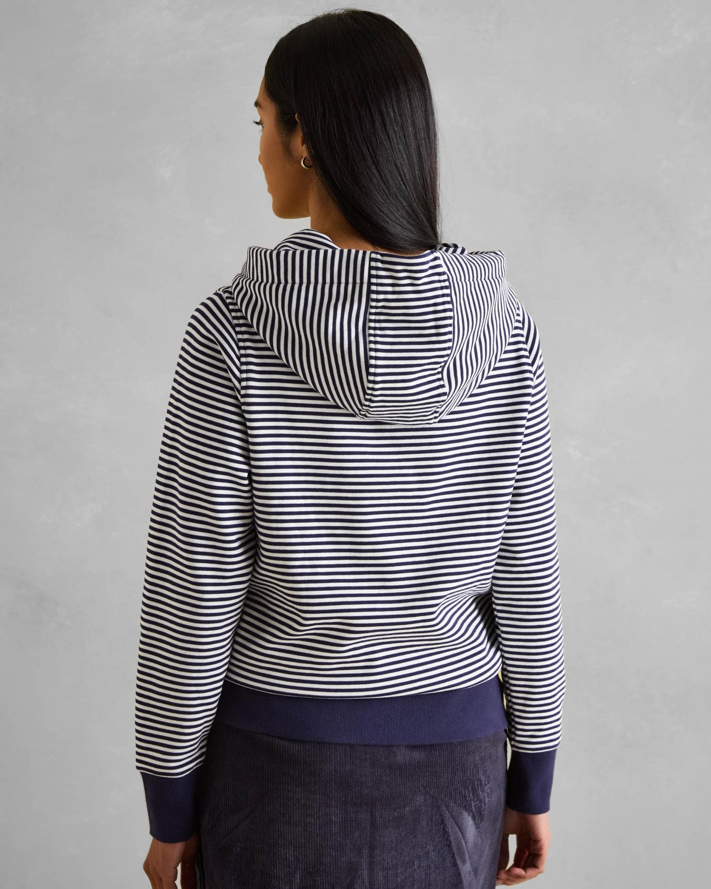Joules Rushton Womens Cowl Neck Hoodie - Navy Stripe