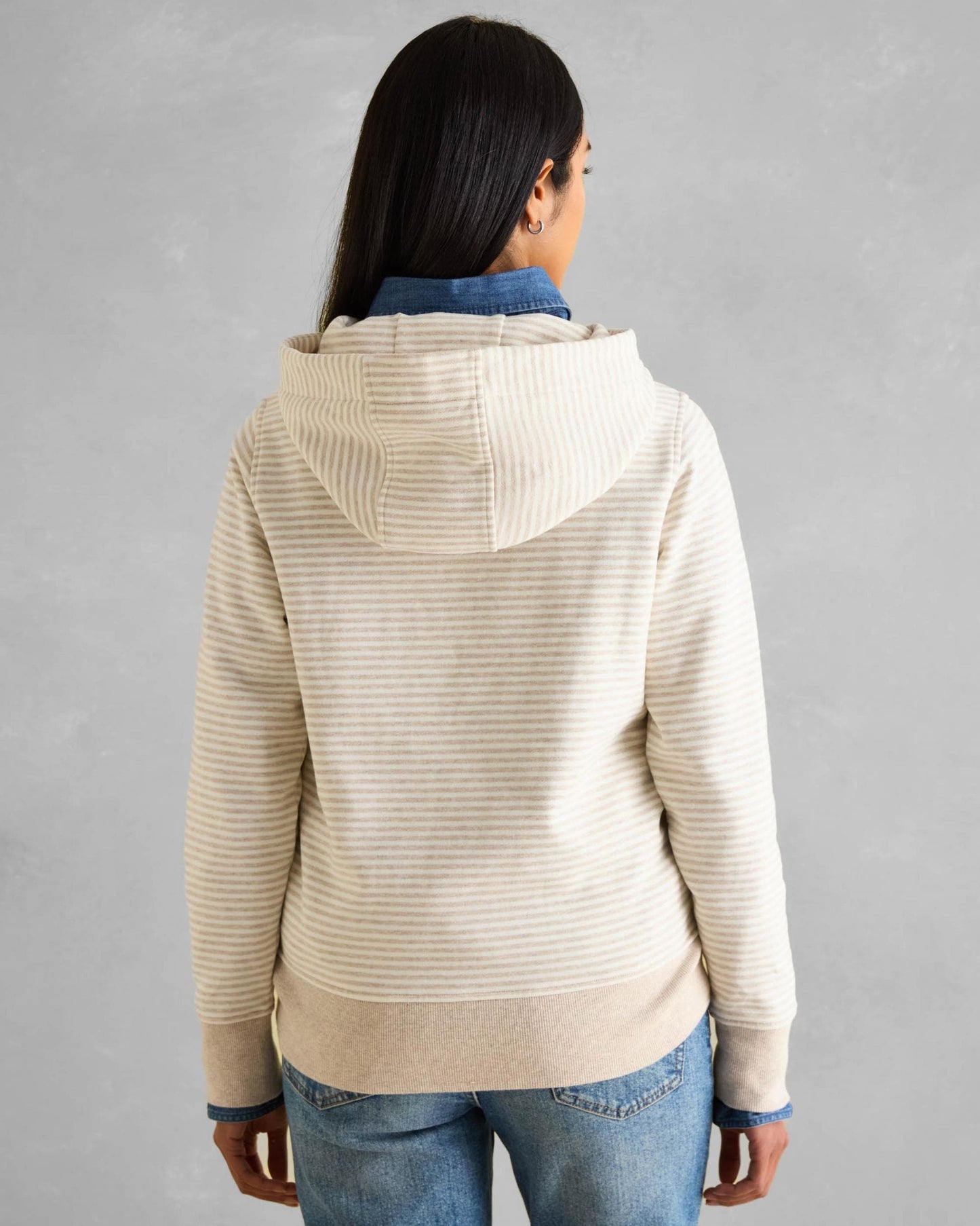 Joules Rushton Womens Cowl Neck Hoodie - Oat Stripe